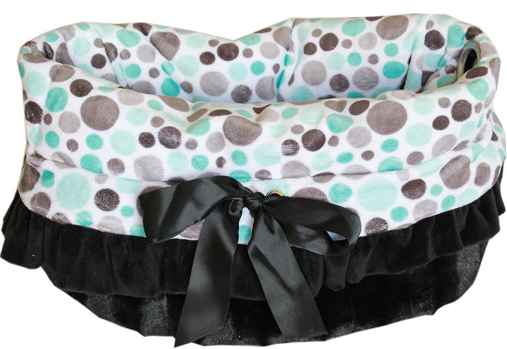 Aqua Party Dots Reversible Snuggle Bugs Pet Bed, Bag, and Car Seat All-in-One